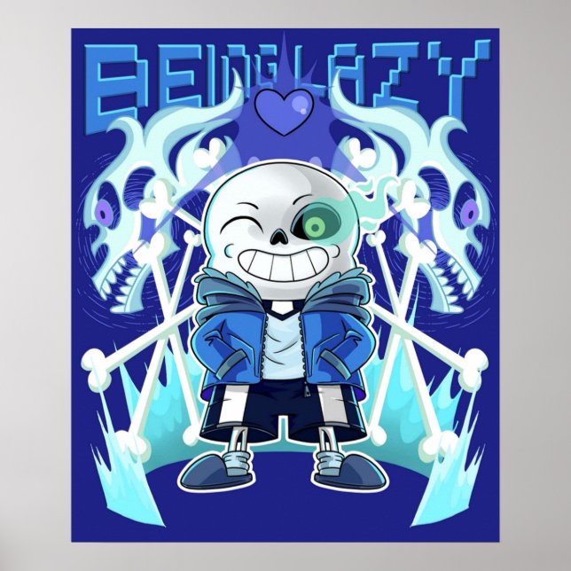 Sans Undertale Skeleton Cool Pixel Art Being Lazy  Poster (Framsidan)