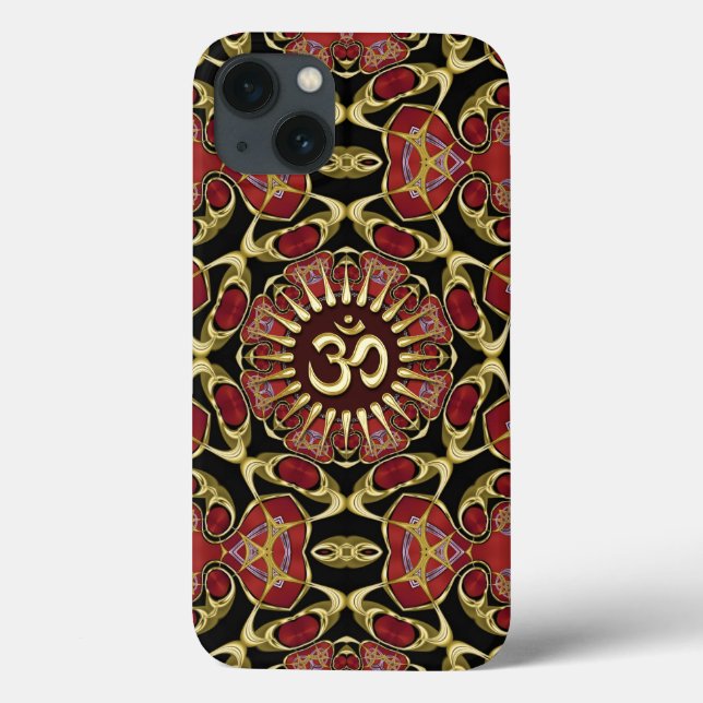 Sanskrit om Guld + Red Baroque iPad Case (Baksida)