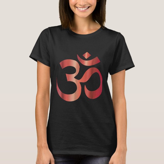Sanskrit Red Om Yoga Aum Ohm Hindu Meditation Symb T Shirt (Framsida)
