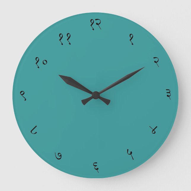 Sanskrit Wall Clock Large Round (teal) Stor Klocka (Framsida)