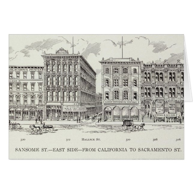 Sansome Öster side California och Sacramento Hälsningskort (Framsidan Horizontal)