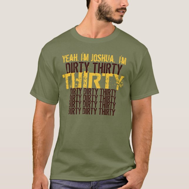 Sant 30 Olive Guld Brown Birthday T-shirt (Framsida)