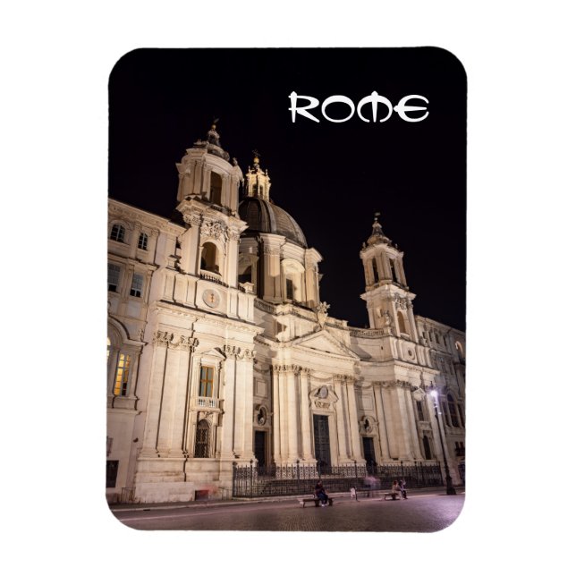 Sant Agnese Church i Piazza Navona - Rom Magnet (Vertikal)
