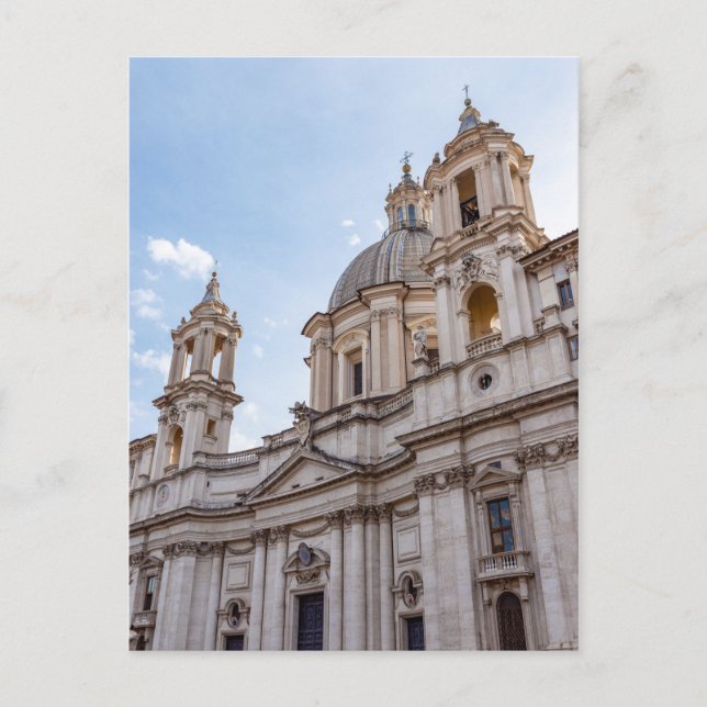 Sant Agnese Church i Piazza Navona - Rom Vykort (Framsida)