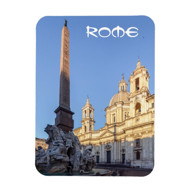 Sant Agnese Church vid Piazza Navona - Rom Magnet (Vertikal)