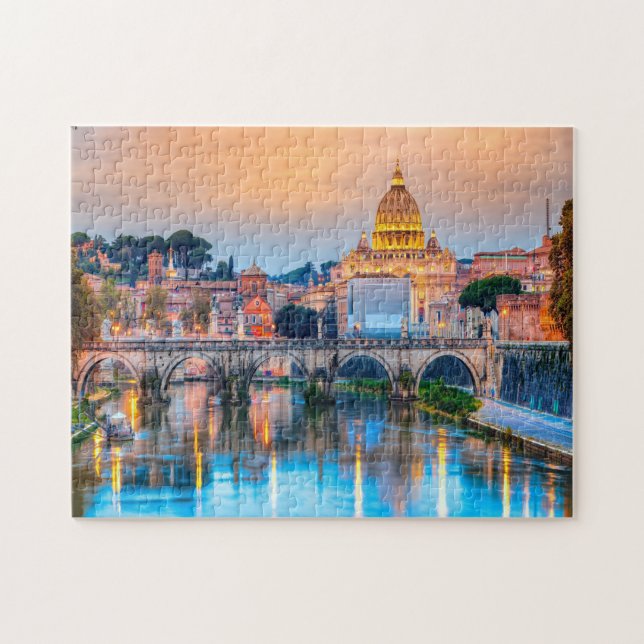 Sant Angelo Bridge Rom Italien Jigszle Puzzle Pussel (Horisontell)