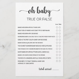 Sant eller falskt spel med Baby Trivia-spel med sv