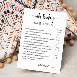 Sant eller falskt spel med babyvykort för svar inbjudningar