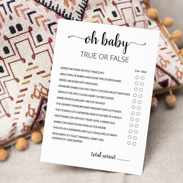 Sant eller falskt spel med babyvykort för svar inbjudningar (Skapare uppladdad)