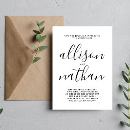 Sant enkelhet 1 skript Enkel minimalistisk Bröllop Inbjudningar