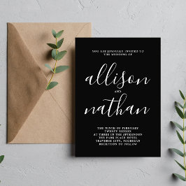 Sant enkelhet 1 Svart minimalistisk Bröllop Inbjudningar