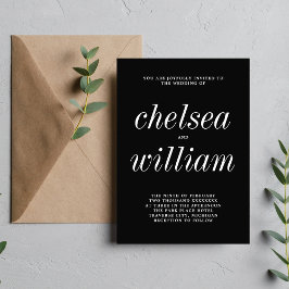 Sant enkelhet 2 Svart enkel, minimalistisk Bröllop Inbjudningar