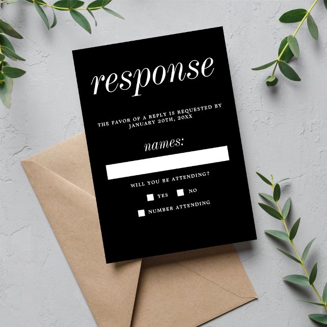 Sant enkelhet 2 Svart enkel, minimalistisk Bröllop OSA Kort (Skapare uppladdad)