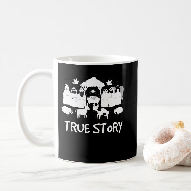 Sant story Ntivity jul Baby Jesus Manger Kaffemugg (Med munk)