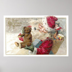 Santa 1913 med nallen och leda i rör poster
