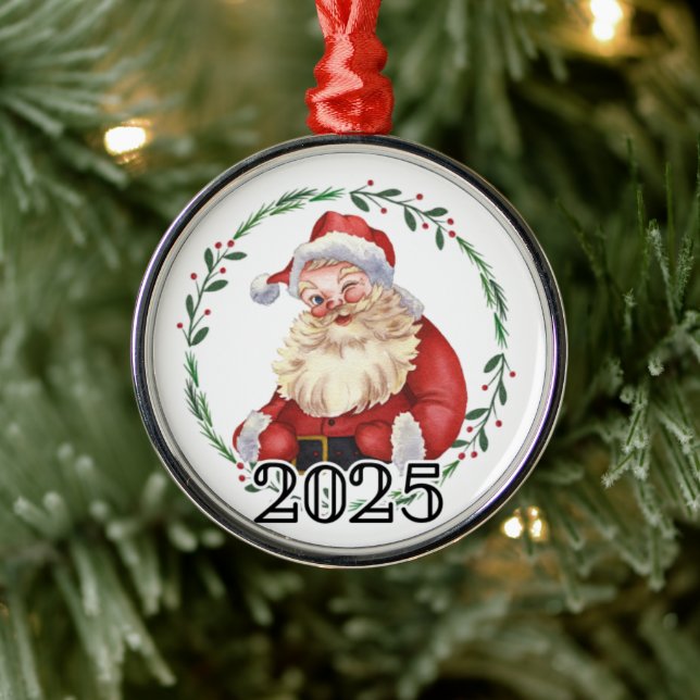Santa 2025 julgransprydnad metall (Träd)
