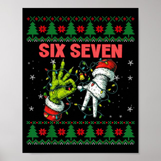 Santa 67 Christmas Ugly Sweater Fingers Six Seven  Poster (Framsidan)