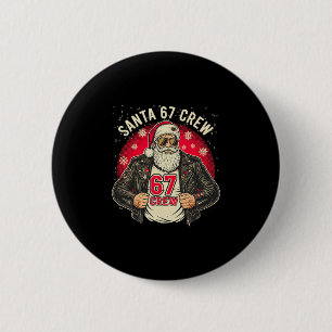 Santa 67 Crew Rolig jul läderjacka Tee Knapp
