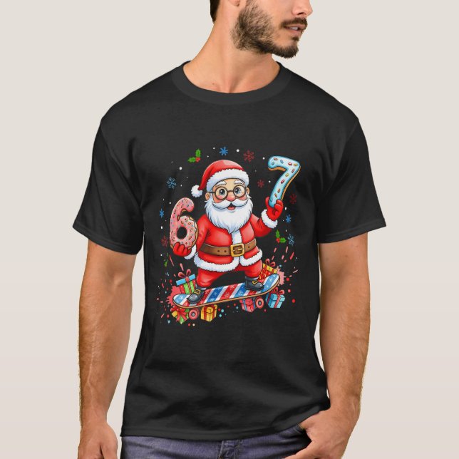 Santa 67 Meme Donut Skateboard Merry Christmas Boy T Shirt (Framsida)