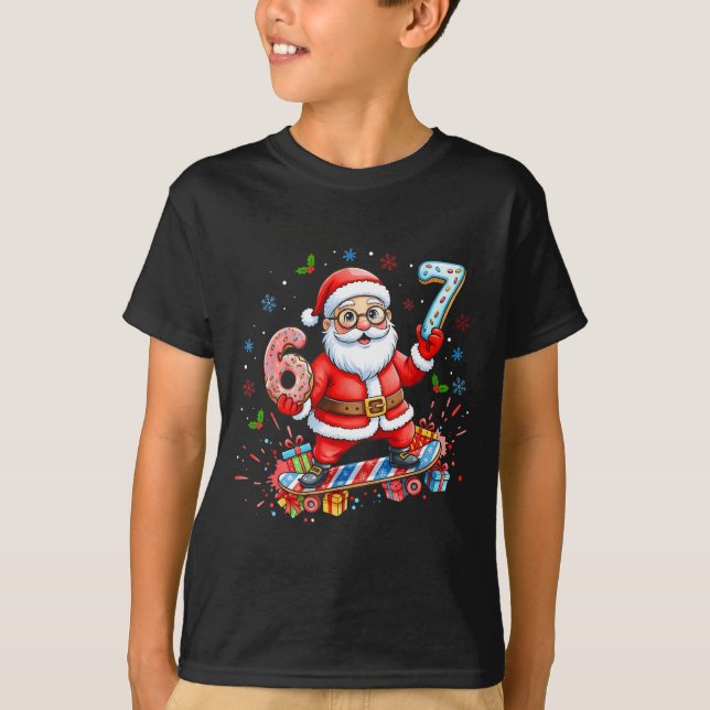 Santa 67 Meme Donut Skateboard Merry Christmas Boy T Shirt (Framsida)