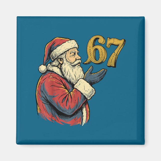 Santa 67 Number Funny Christmas Meme Se  Magnet (Framsidan)