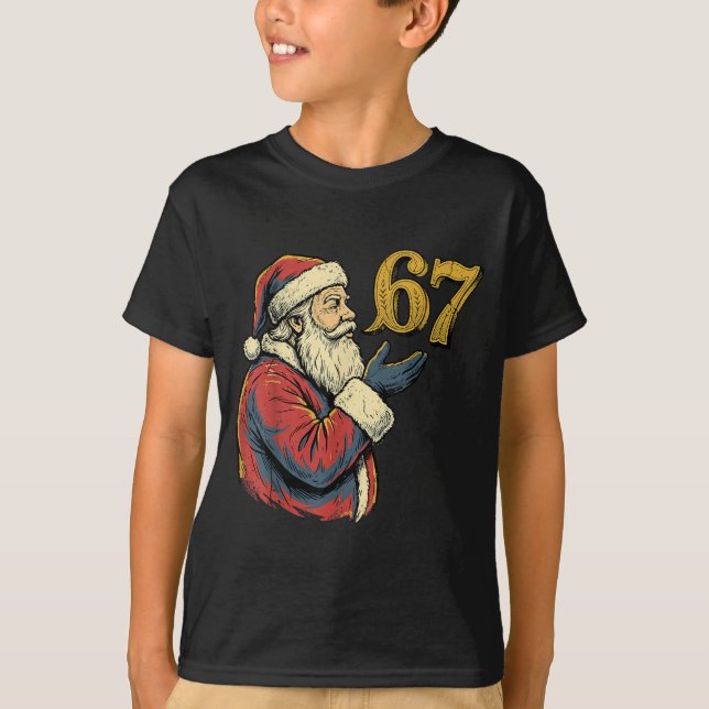 Santa 67 Number Funny Christmas Meme Se  T Shirt (Framsida)