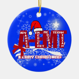 SANTA A-EMT CHRISTMAS ORNAMET AKUT MED TECH JULGRANSPRYDNAD KERAMIK