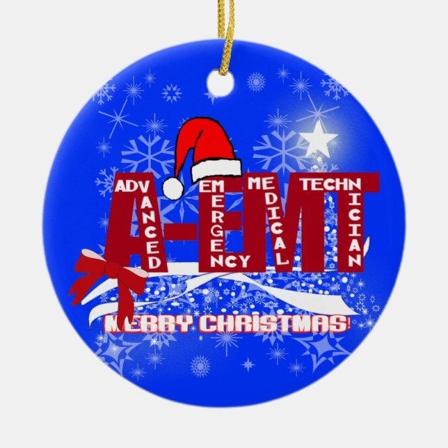 SANTA A-EMT CHRISTMAS ORNAMET AKUT MED TECH JULGRANSPRYDNAD KERAMIK (Framsidan)