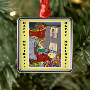 Santa Accident Funny Metall Ornament