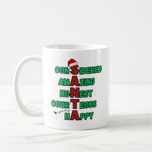 Santa Acrostic Jul Helgdag Festive Cheer Mer Kaffemugg