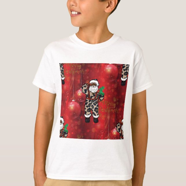 Santa african leopard claus red t shirt (Framsida)