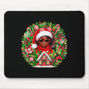 Santa Afro Kid Girl Sungles Julafton Blommigt Cirl Musmatta