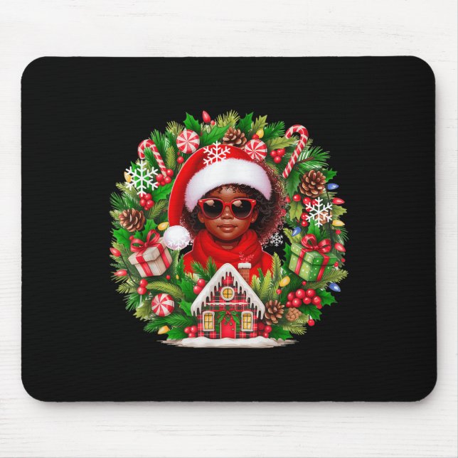 Santa Afro Kid Girl Sungles Julafton Blommigt Cirl Musmatta (Framsidan)