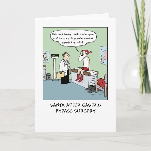 Santa After Gastric Bypass | Lönsam jul Julafton Helgkort (Framsida)