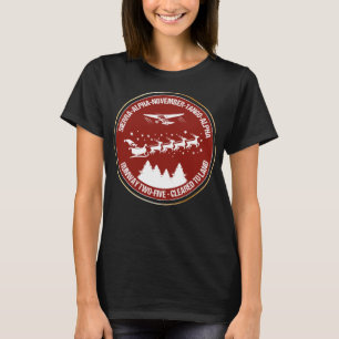 Santa Airlines Aviation Helgdag Retro Pilot Kristu T Shirt