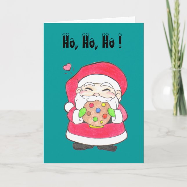 Santa älskar kakahälsningkortet helgkort (Framsida)