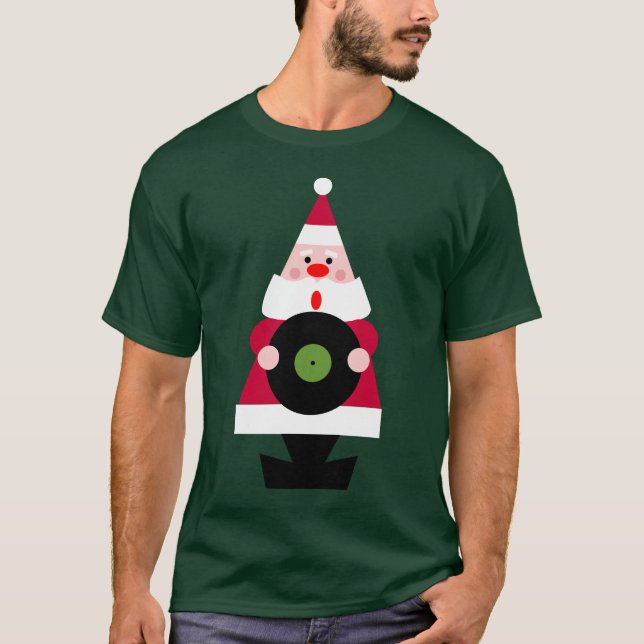Santa älskar vinylutslagsplatsen tee shirt (Framsida)