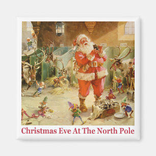 Santa & älvorna i nordpolenstallen magnet