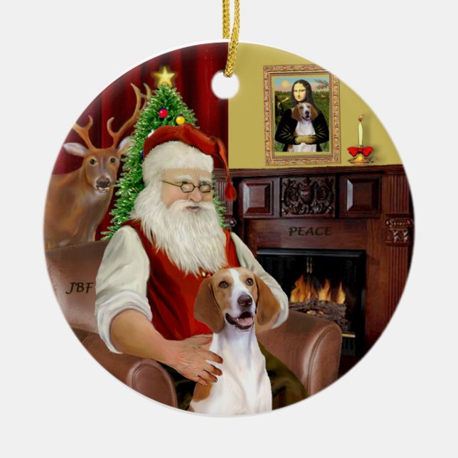 Santa-American Foxhound Julgransprydnad Keramik (Framsidan)