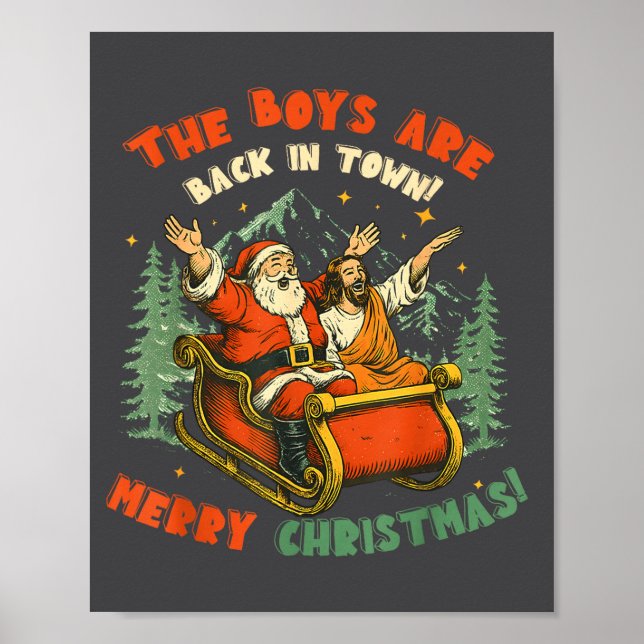 Santa &amp; Jesus Back In Town Merry Christmas, Ho Poster (Framsidan)