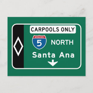 Santa Ana, CA Road Sign Helg Vykort