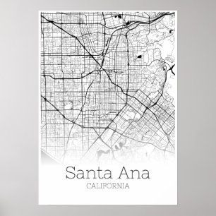 Santa Ana Karta - Kalifornien - City Karta Poster