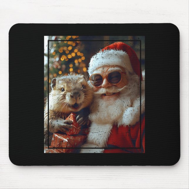 Santa And Beaver Selfie Funny Christmas Design  Musmatta (Framsidan)