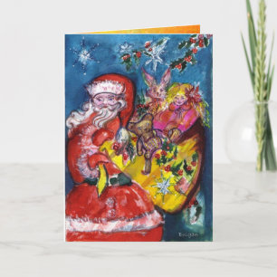 SANTA AND CHRISTMAS GIFT SACK,LEKSAKER Gult Sparkl Helgkort