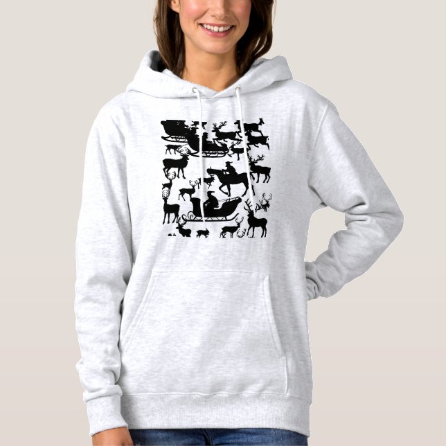 Santa and deer chrismas hoodie for ladies  t shirt (Framsida)