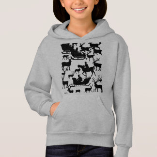 Santa and deer chrismas hoodie for young girls t shirt
