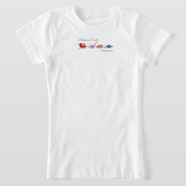 "Santa and Dinosaurs Magic" T Shirt (Laydown)