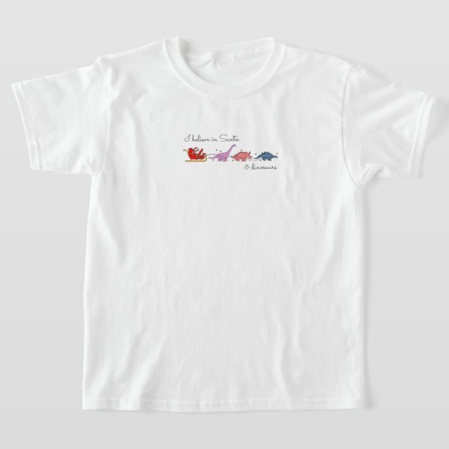 "Santa and Dinosaurs Magic" T Shirt (Laydown)