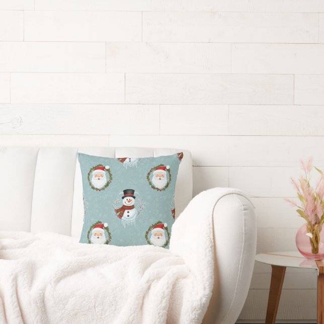 Santa And Frosty Throw Pillow Kudde (Soffa)