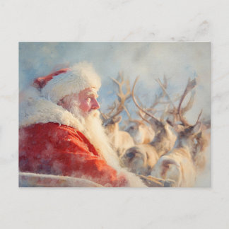 Santa and his reindeers postcard vykort